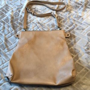 Beige across body bag